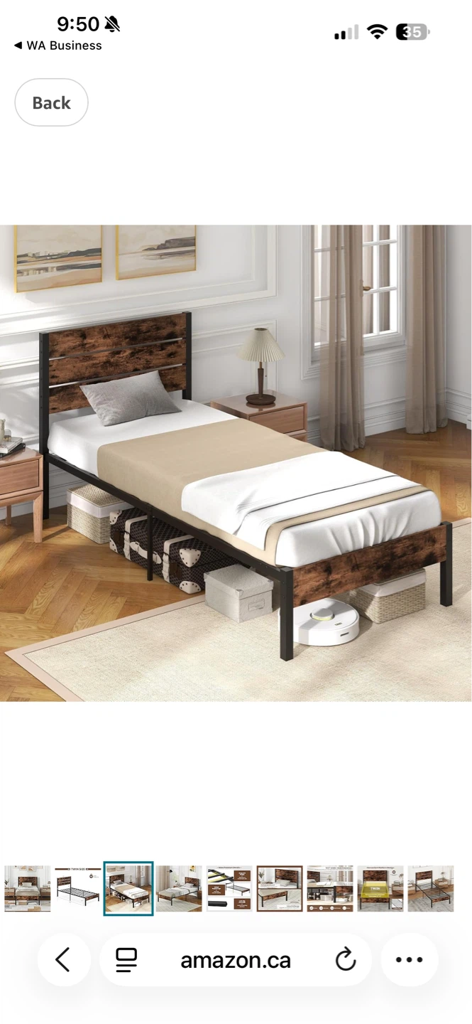 Industrial Style Twin Bed Frame with Headboard - photo 3