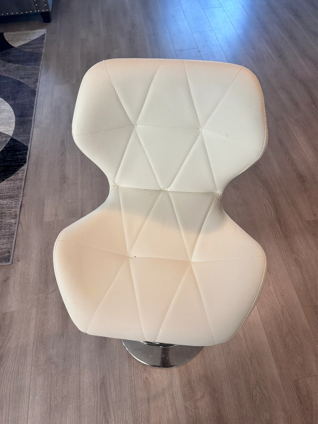 2 White Faux Leather Adjustable Bar Stool - photo 3