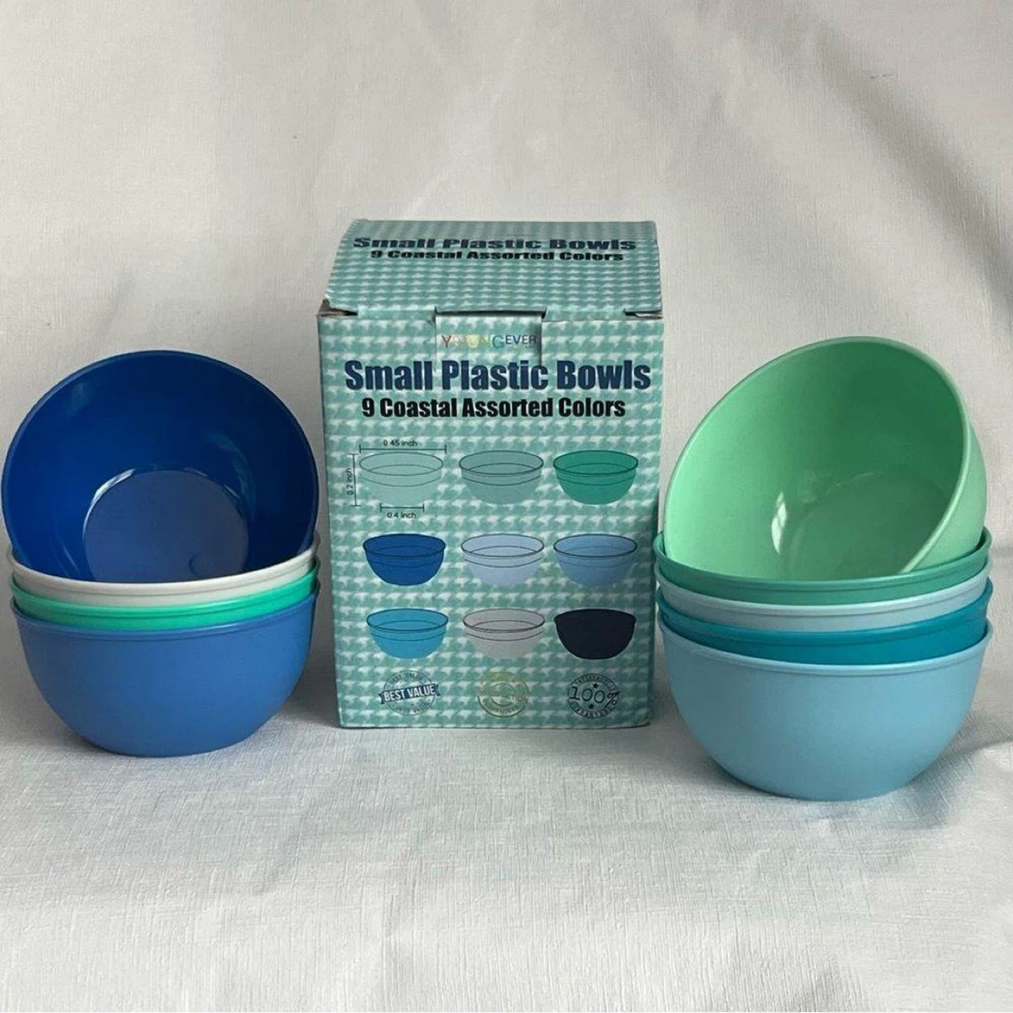 YOGEVER Small Plastic Bowls - 9 Coastal Assorted Colors