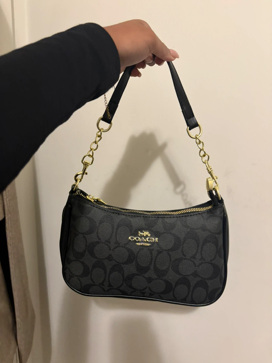 Coach Black Teri Monogram Shoulder Bag