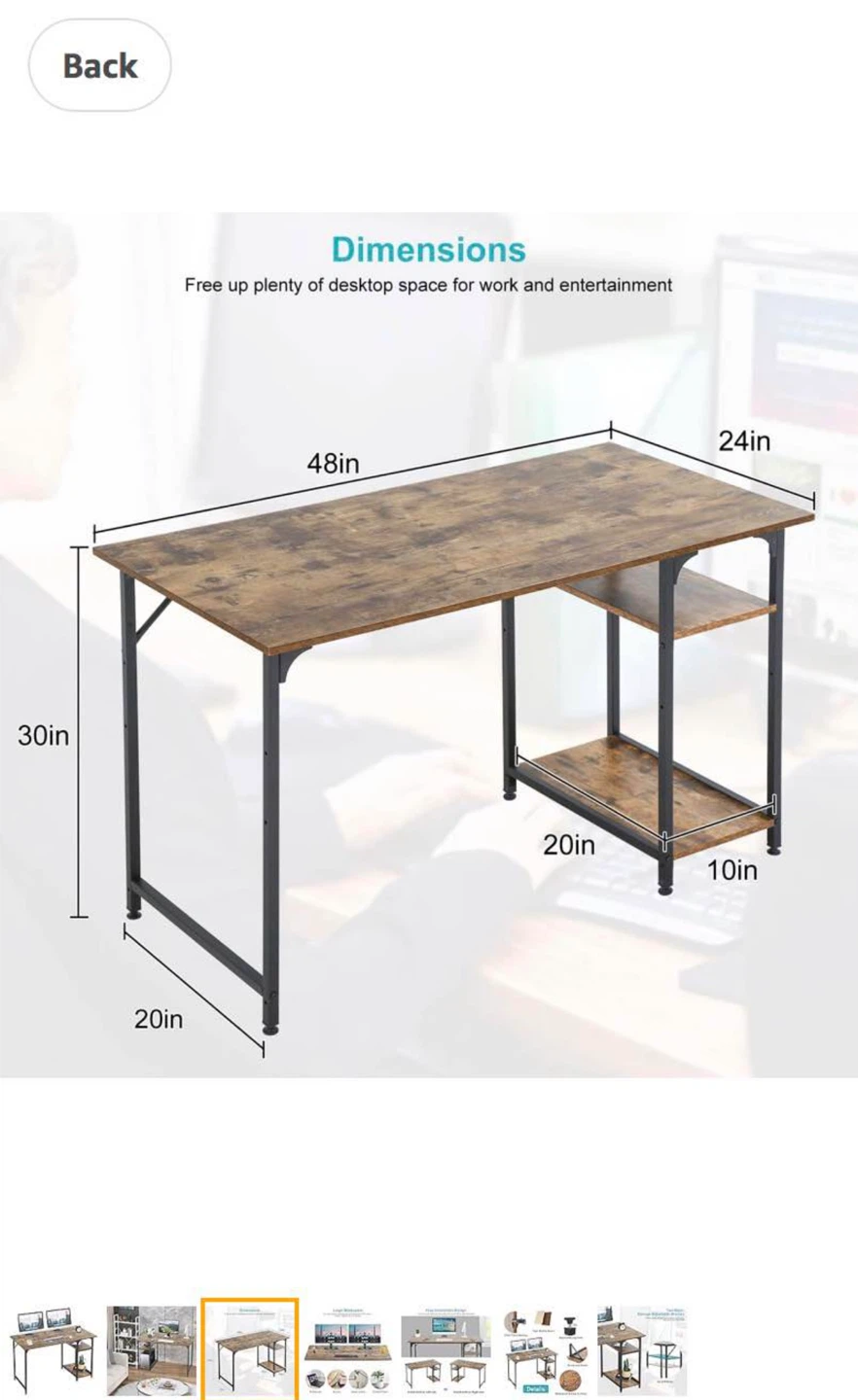 Rustic Brown Computer Desk with Shelves - 48in - photo 4