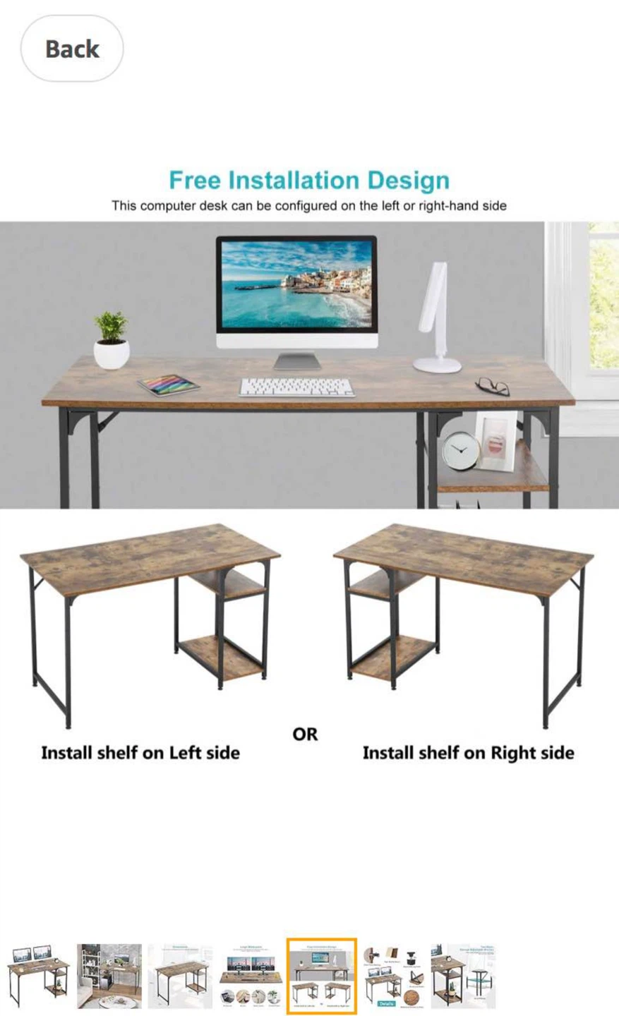 Rustic Brown Computer Desk with Shelves - 48in - photo 3