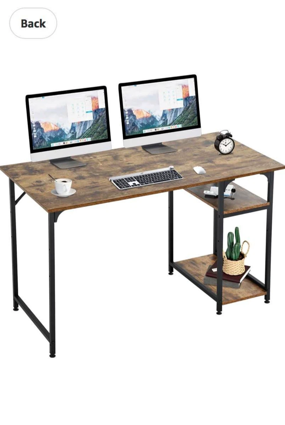 Rustic Brown Computer Desk with Shelves - 48in