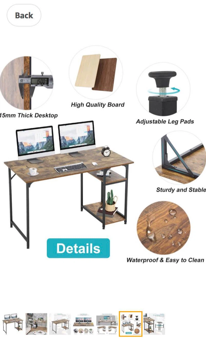 Rustic Brown Computer Desk with Shelves - 48in - photo 2
