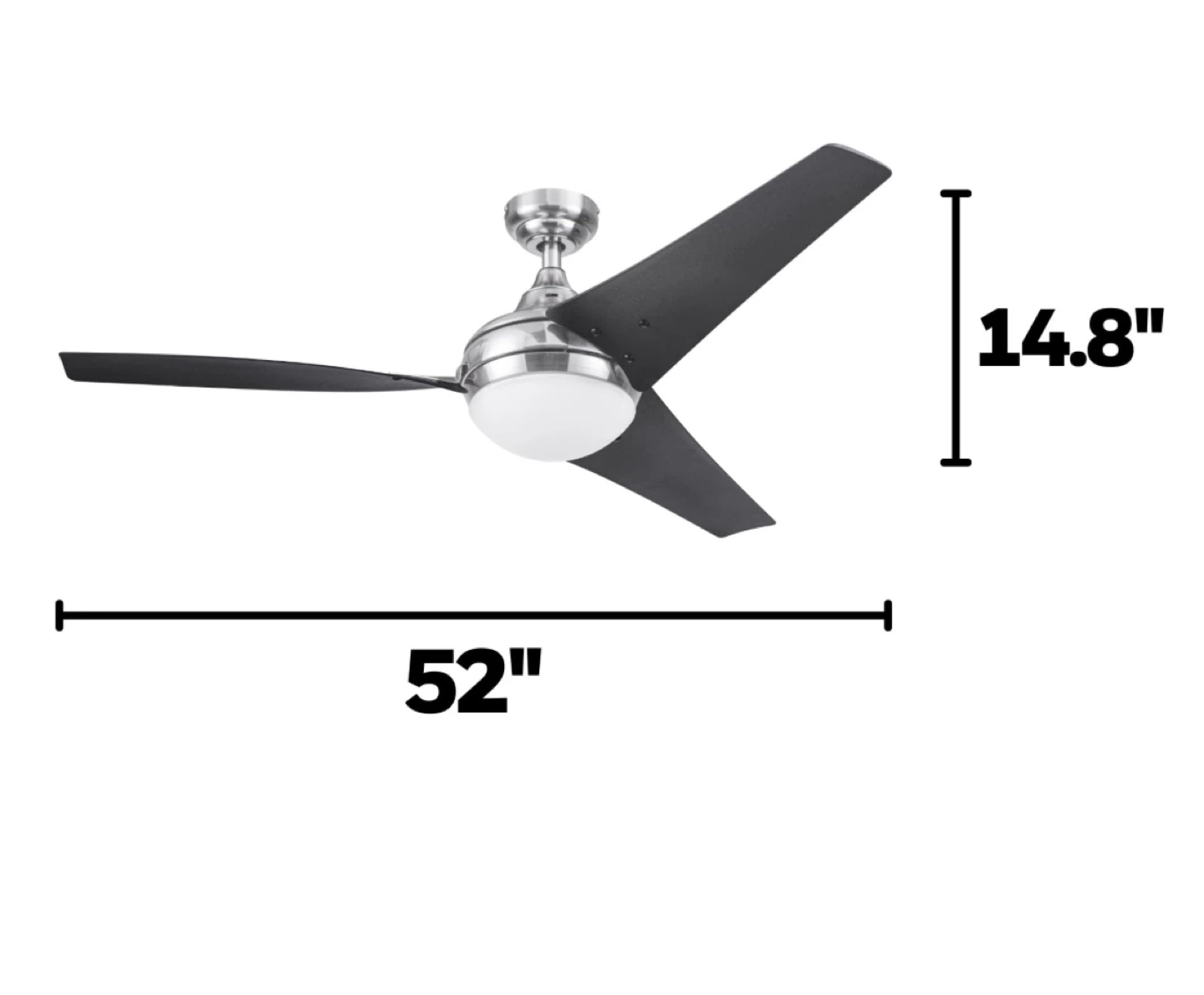 3-Blade Ceiling Fan with Integrated Light - 52" - photo 2