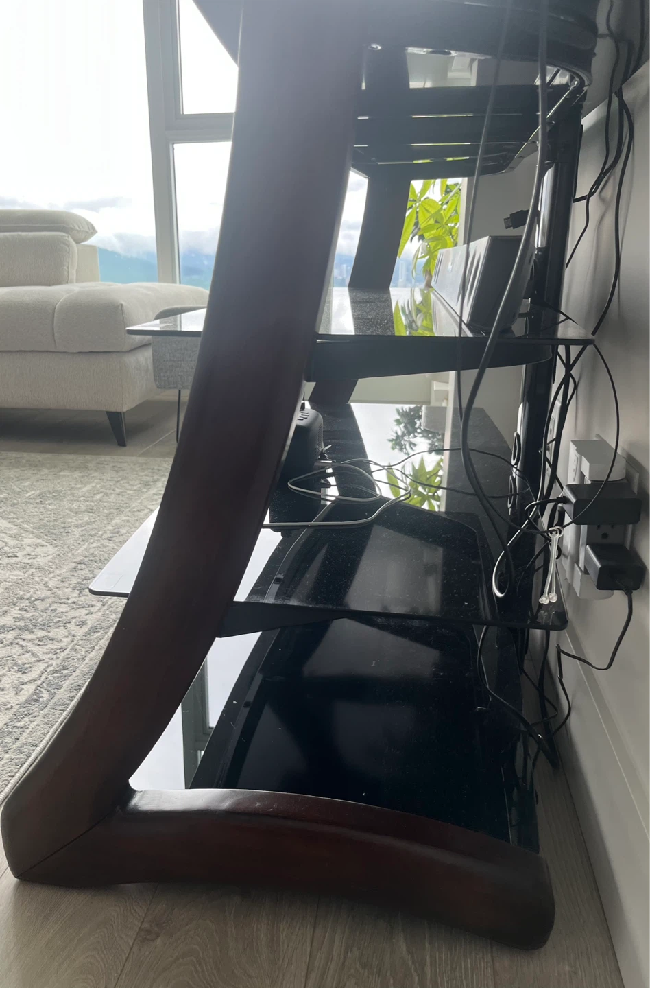 3-Tier Entertainment Unit with Wood Frame - photo 2