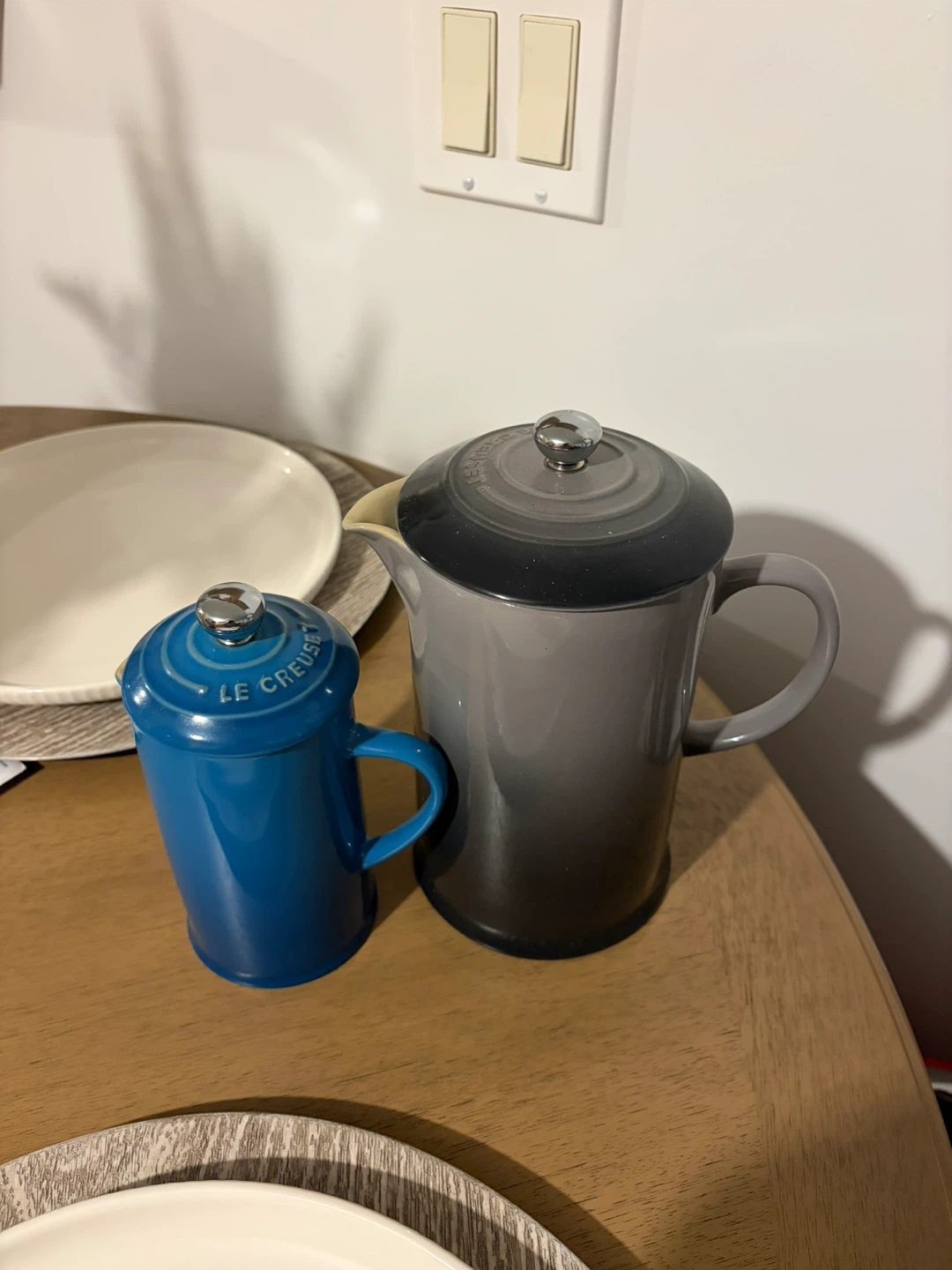 Le Creuset French Press and Mug Set - Gray & Blue