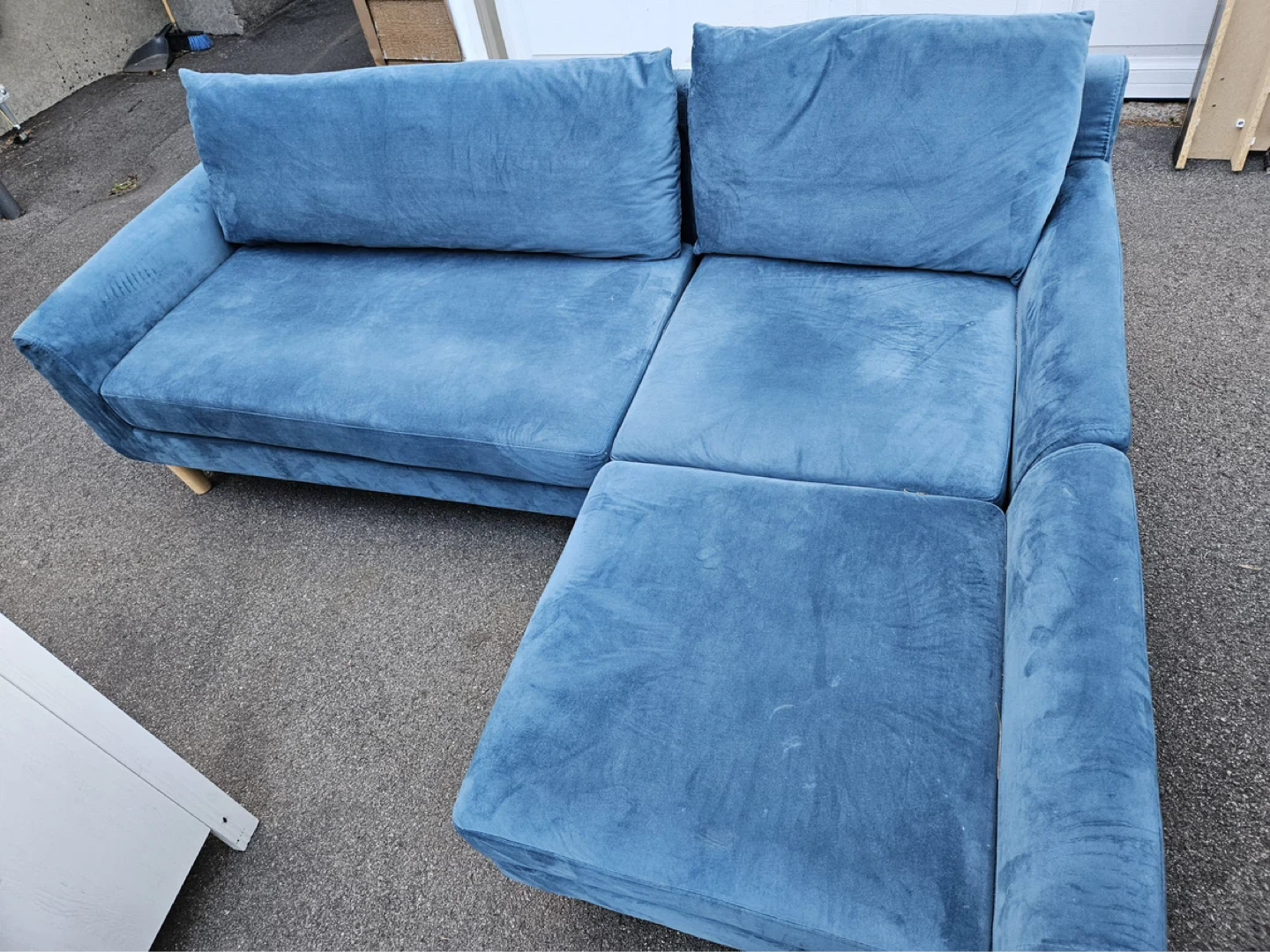 Blue Sectional Sofa with Ottoman