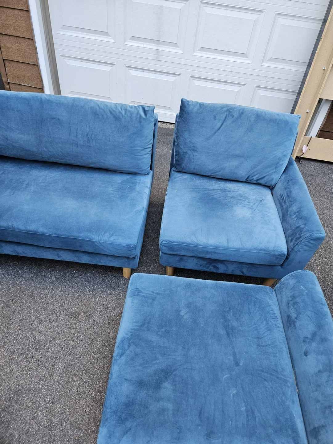 Blue Sectional Sofa with Ottoman - photo 4