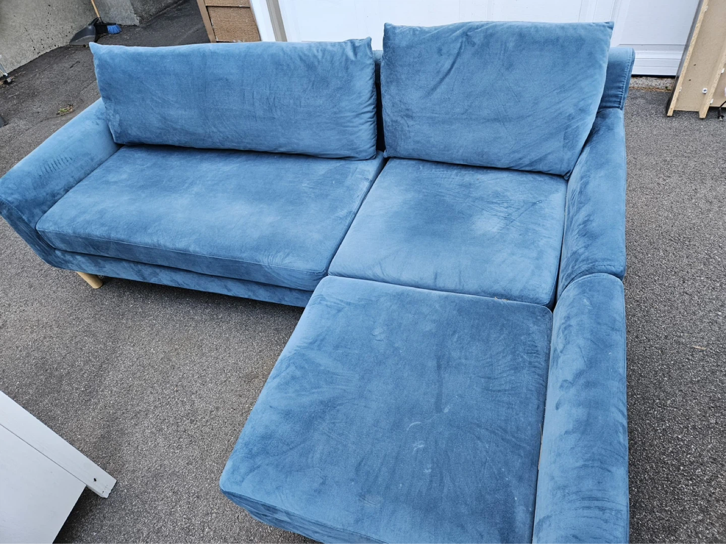 Blue Sectional Sofa with Ottoman - photo 3