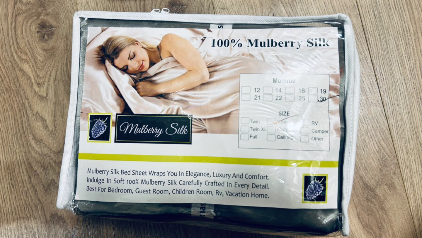 100% Mulberry Silk Sheet Set – Dark Gray – Queen – New