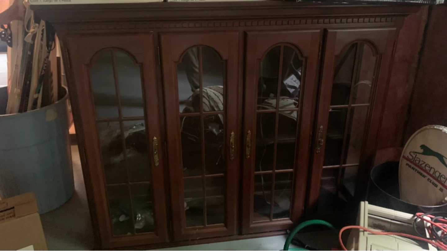 Wooden Display Cabinet with Glass Doors
