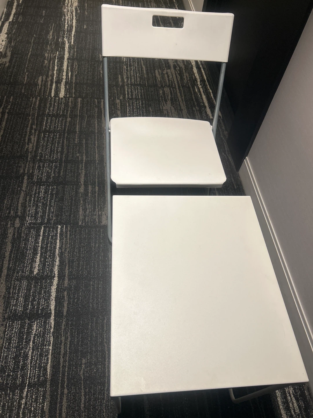White Folding Chair with Table