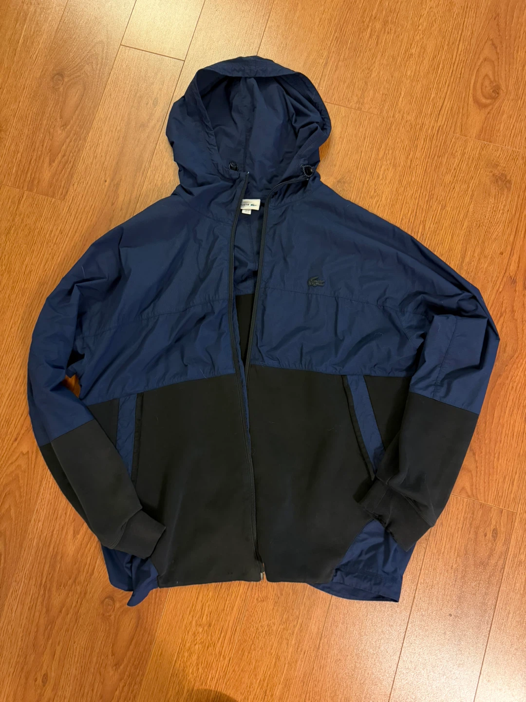 Lacoste Colour Block Hooded Jacket - Blue/Black - Size M - photo 2