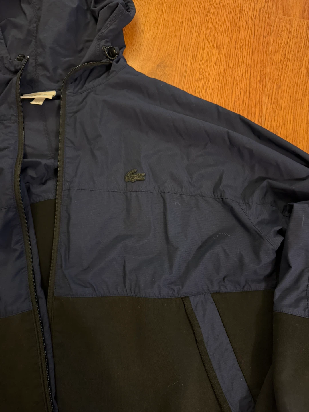 Lacoste Colour Block Hooded Jacket - Blue/Black - Size M