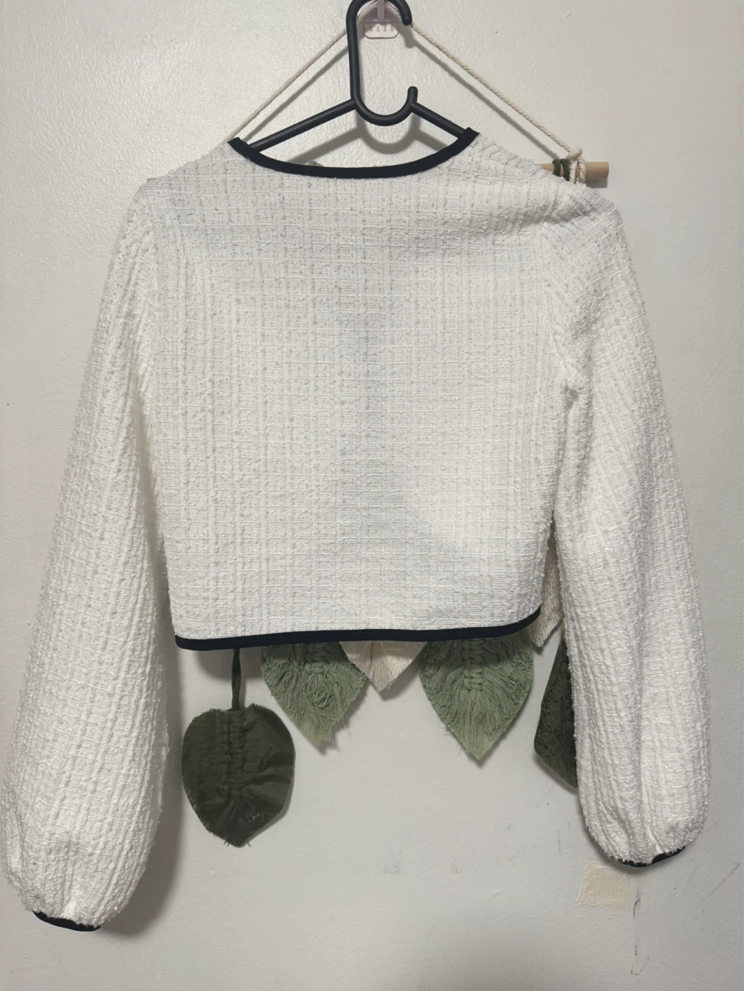 White Textured Cropped Jacket - photo 2