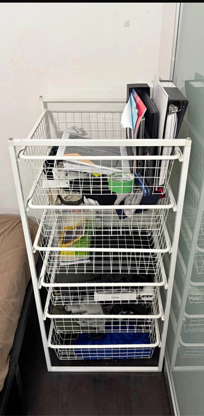 White 6-Tier Wire Drawer Storage Cart