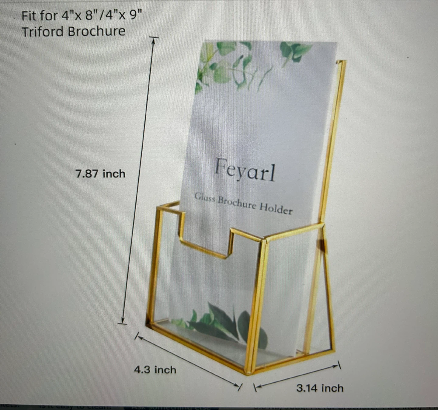Glass Brochure Holder - Gold Frame