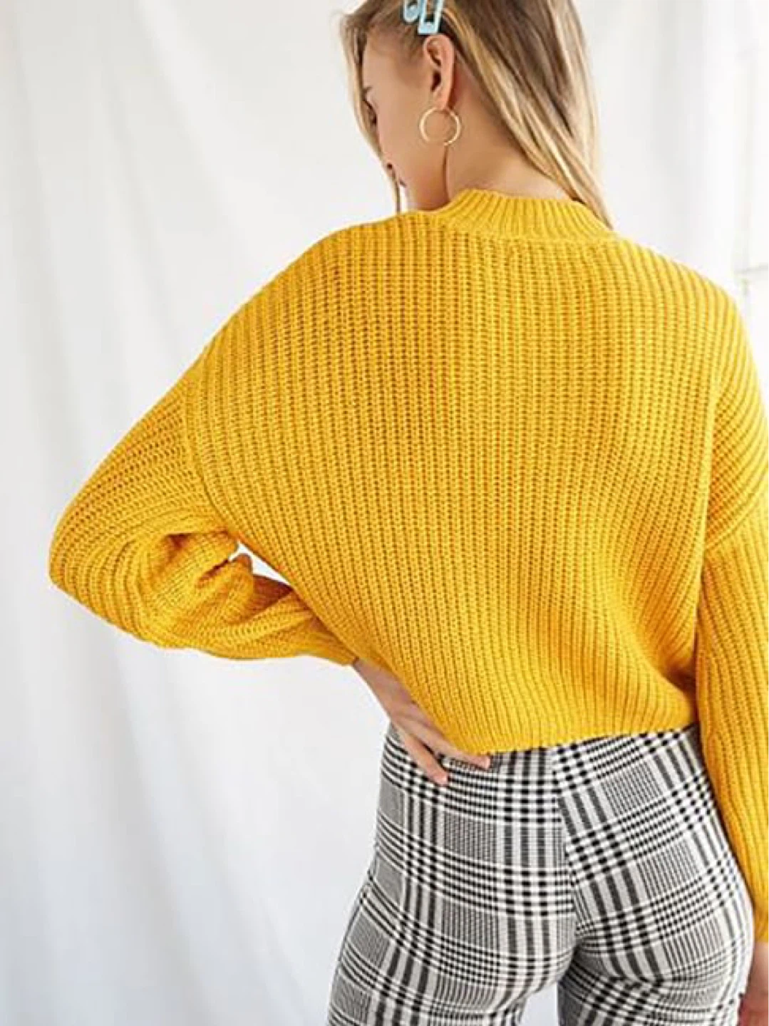 Yellow Acrylic Mock Neck Sweater - photo 3