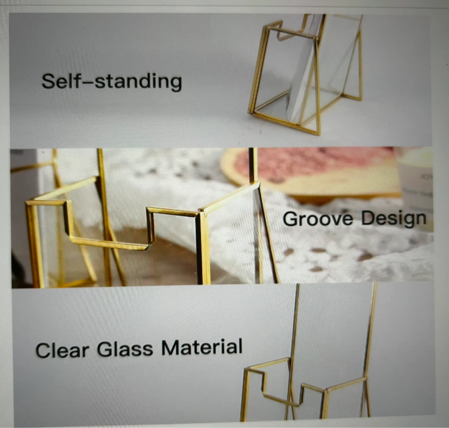 Glass Brochure Holder - Gold Frame - photo 3