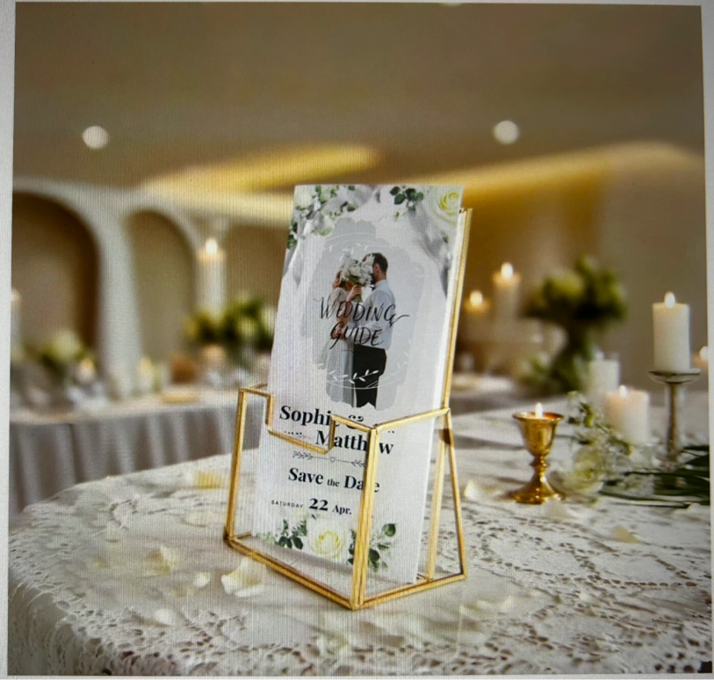 Glass Brochure Holder - Gold Frame - photo 4