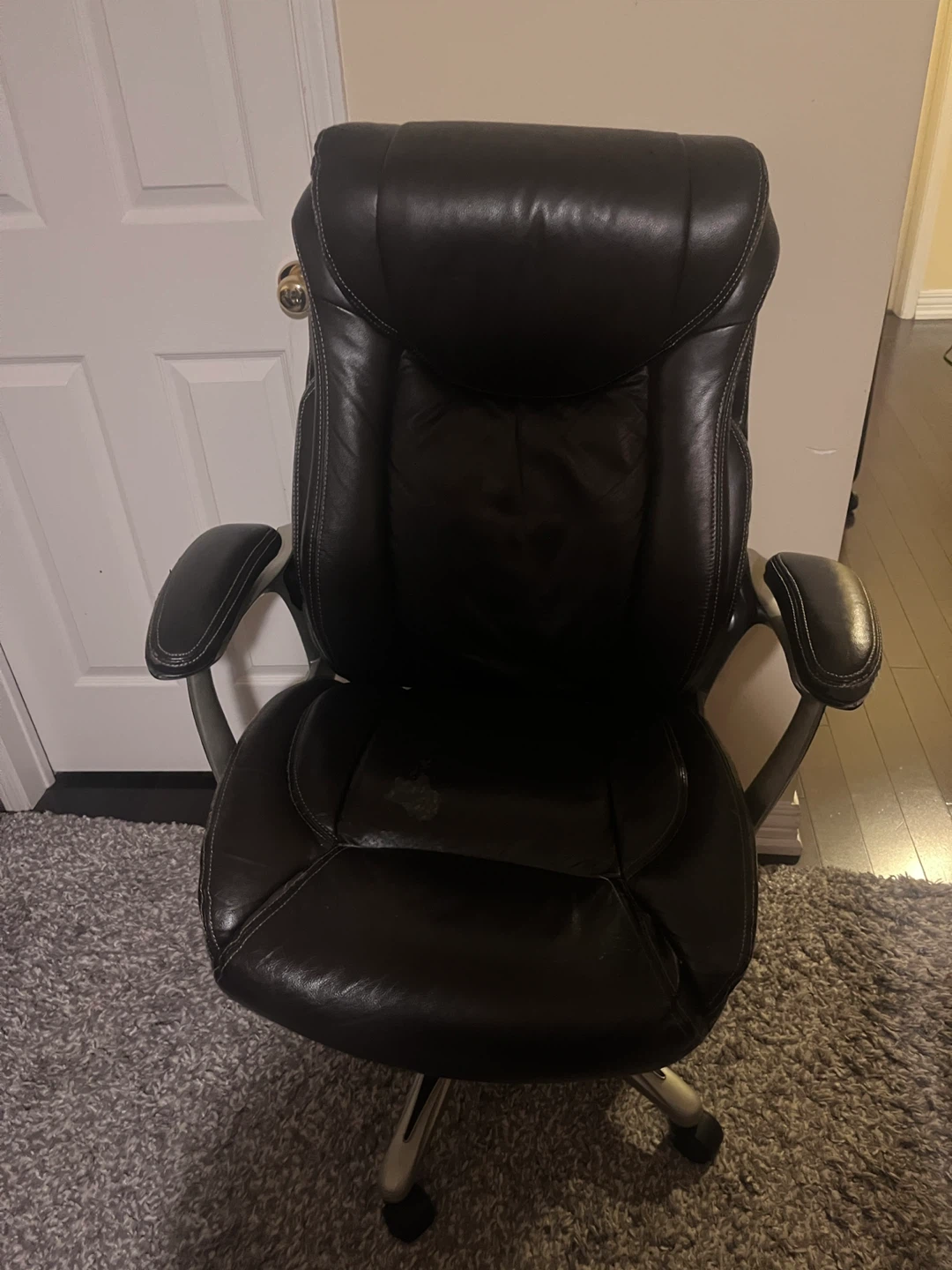 Dark Brown Faux Leather Office Chair - photo 2