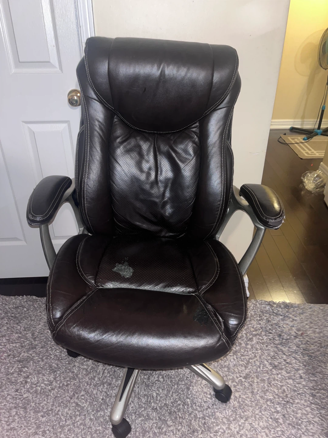 Dark Brown Faux Leather Office Chair