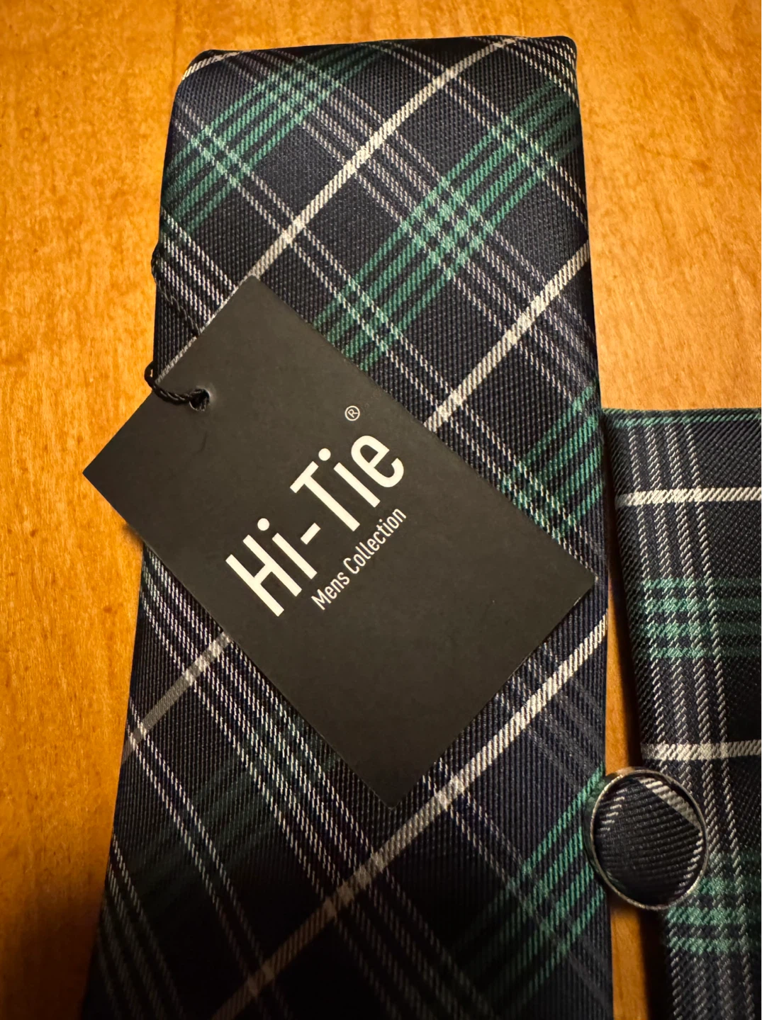 Mens Hi-Tie green plaid tie set, new - photo 2