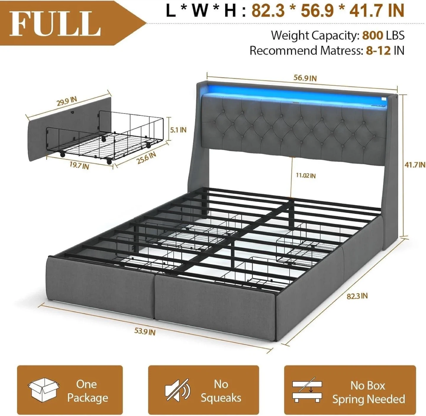 New Full Bed Frame with Storage Drawers - photo 3