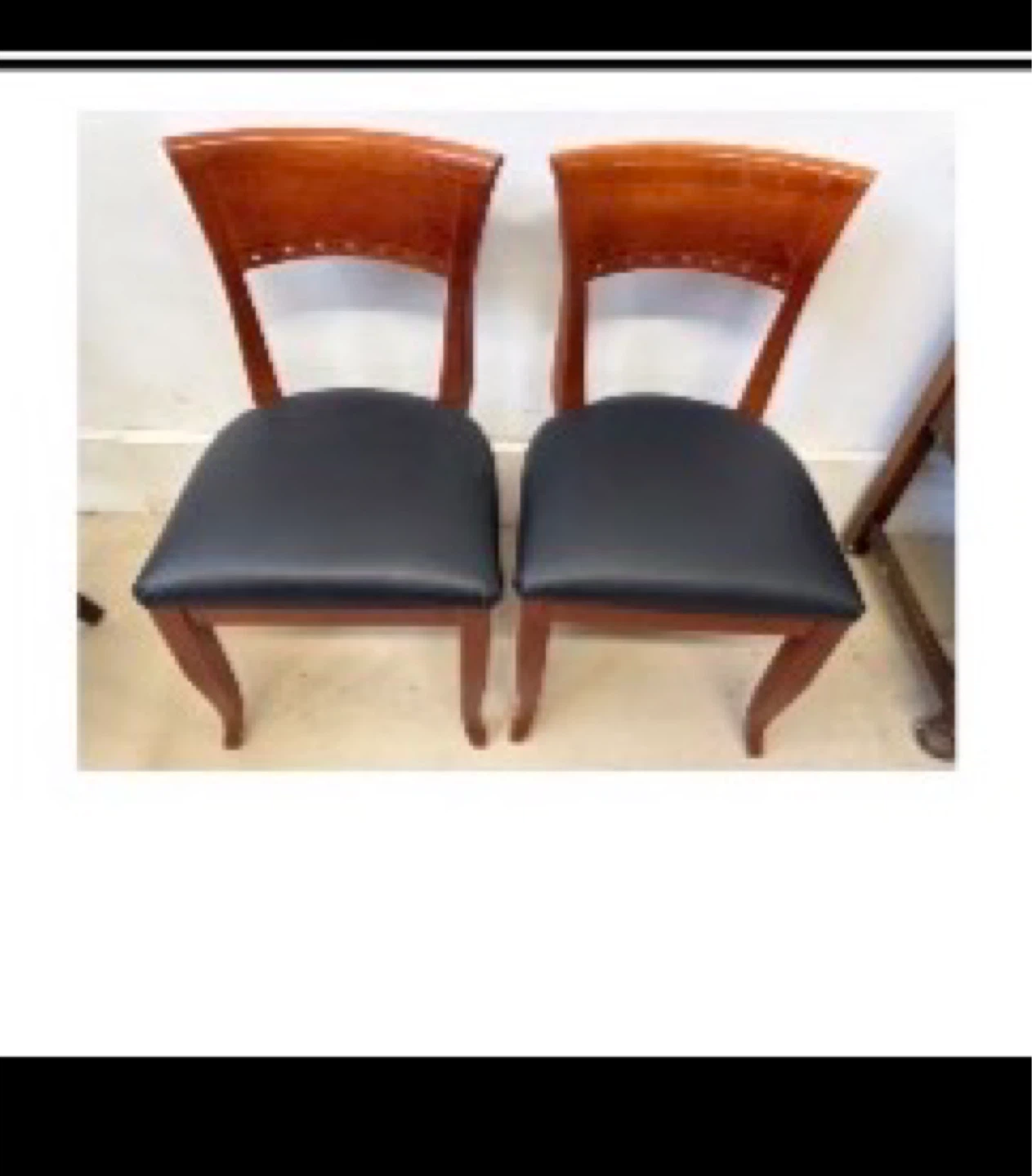 Set of 2 Dining Chairs - Wood Frame, Black Upholstery - photo 2