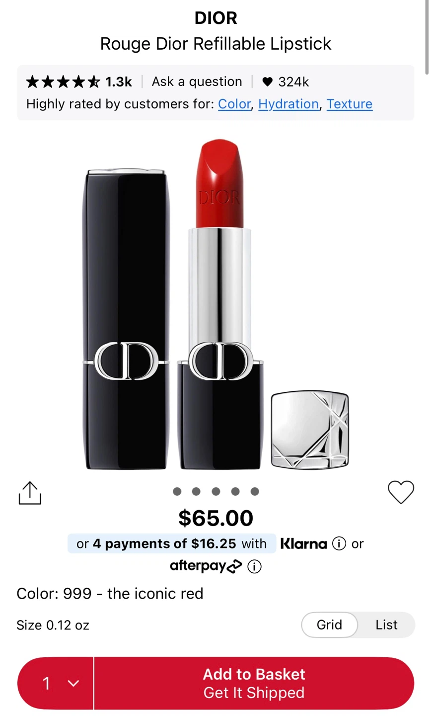 🆕 Dior Rouge Satin Lipstick - 999 The Iconic Red - photo 4
