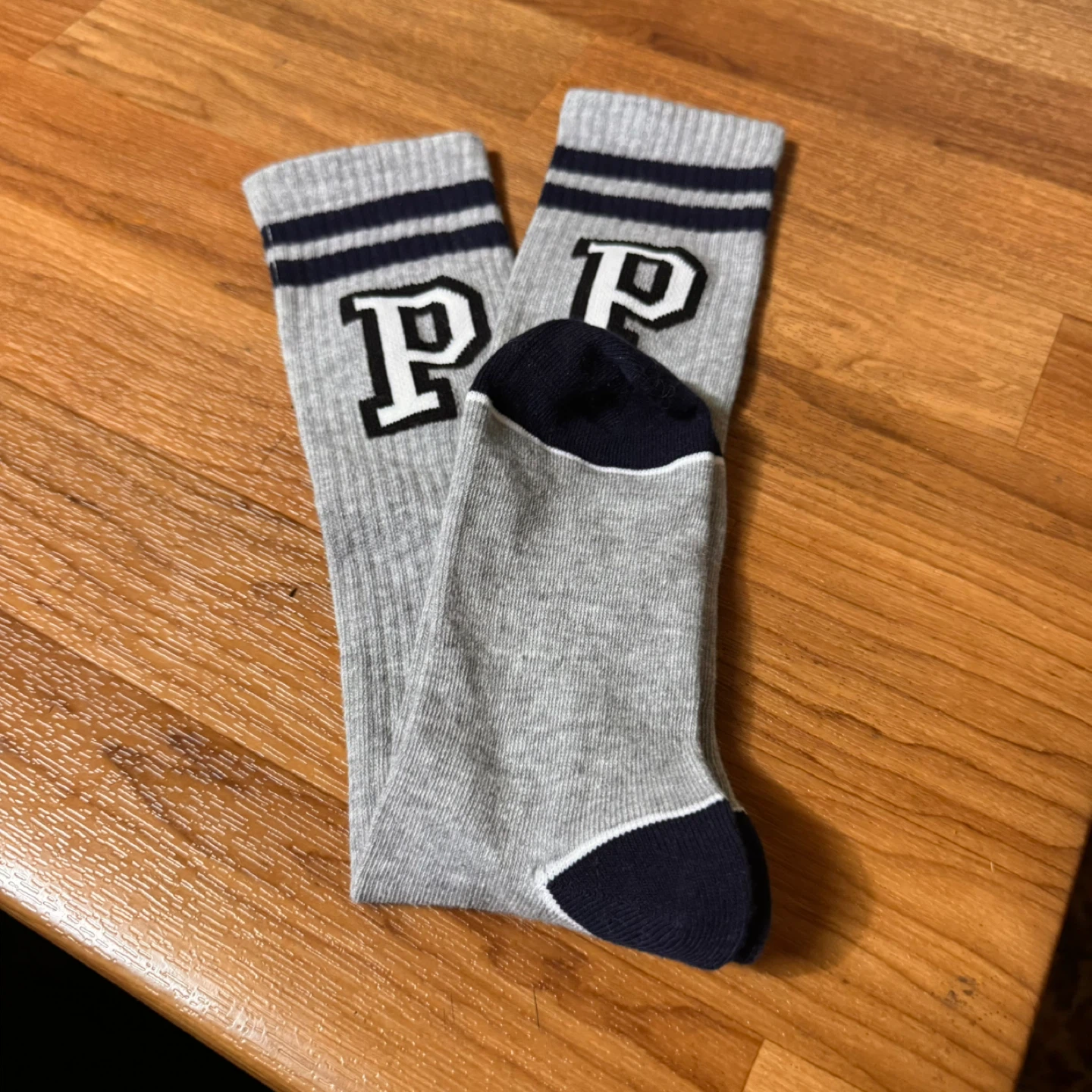 Pink Gray Socks with 'P' Logo - photo 2