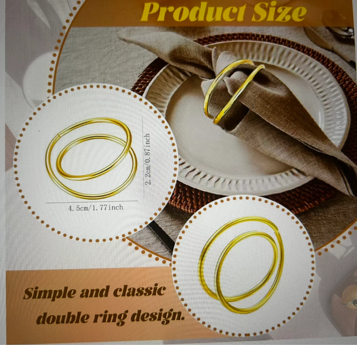 8 Pack Gold Napkin Rings - photo 4