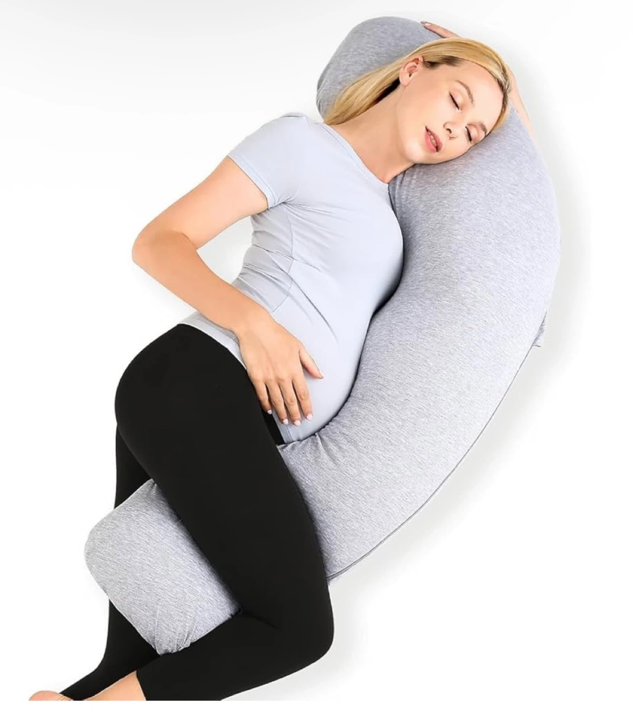 Grey U-Shaped Pregnancy Support Pillow