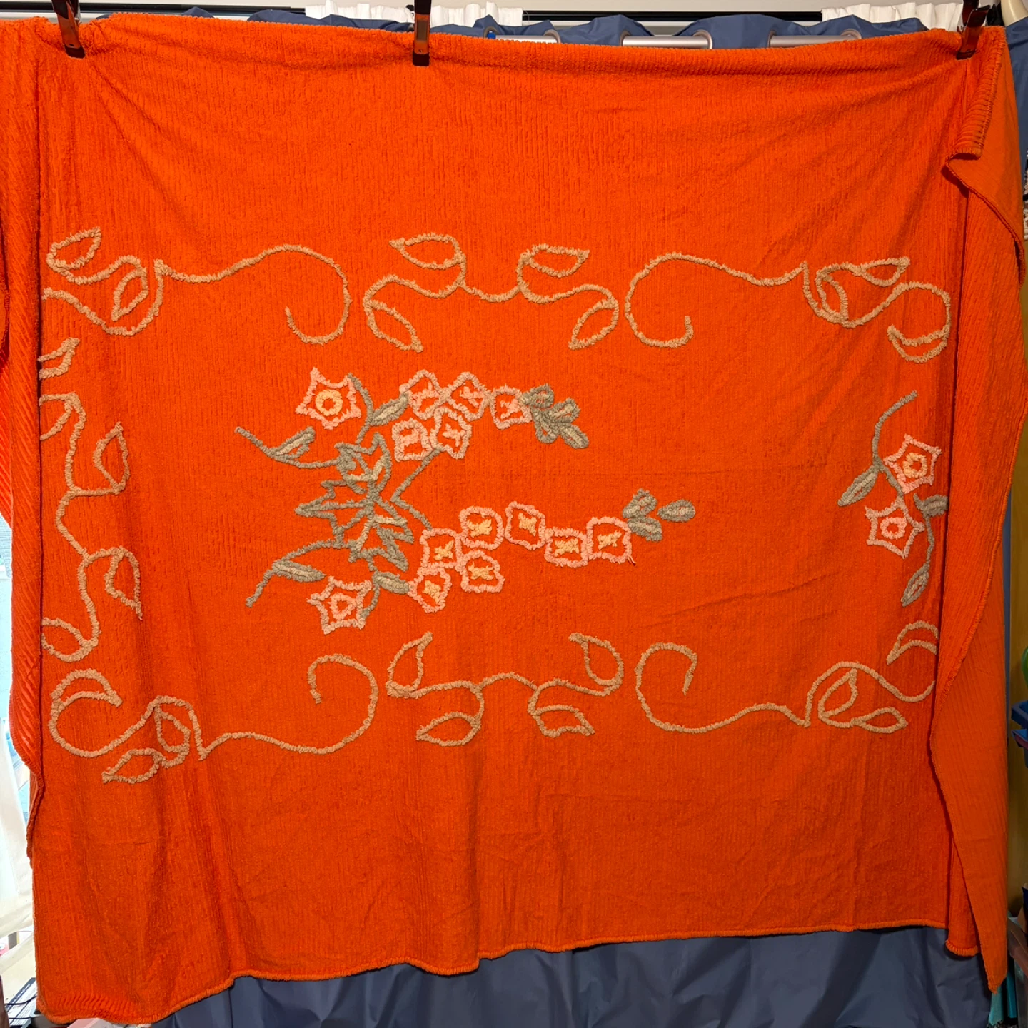 Orange Vintage Chenille Bedspread