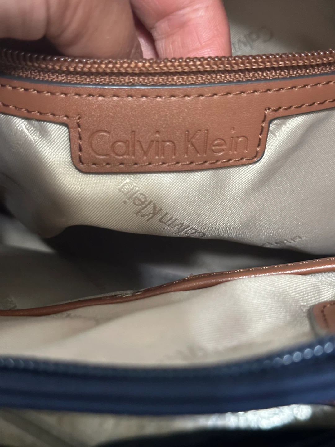 Calvin Klein Navy Tote Bag with Gold Chain Accents - photo 4