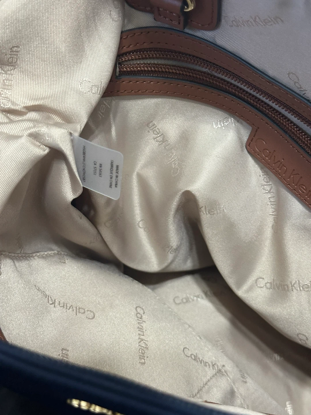 Calvin Klein Navy Tote Bag with Gold Chain Accents - photo 2