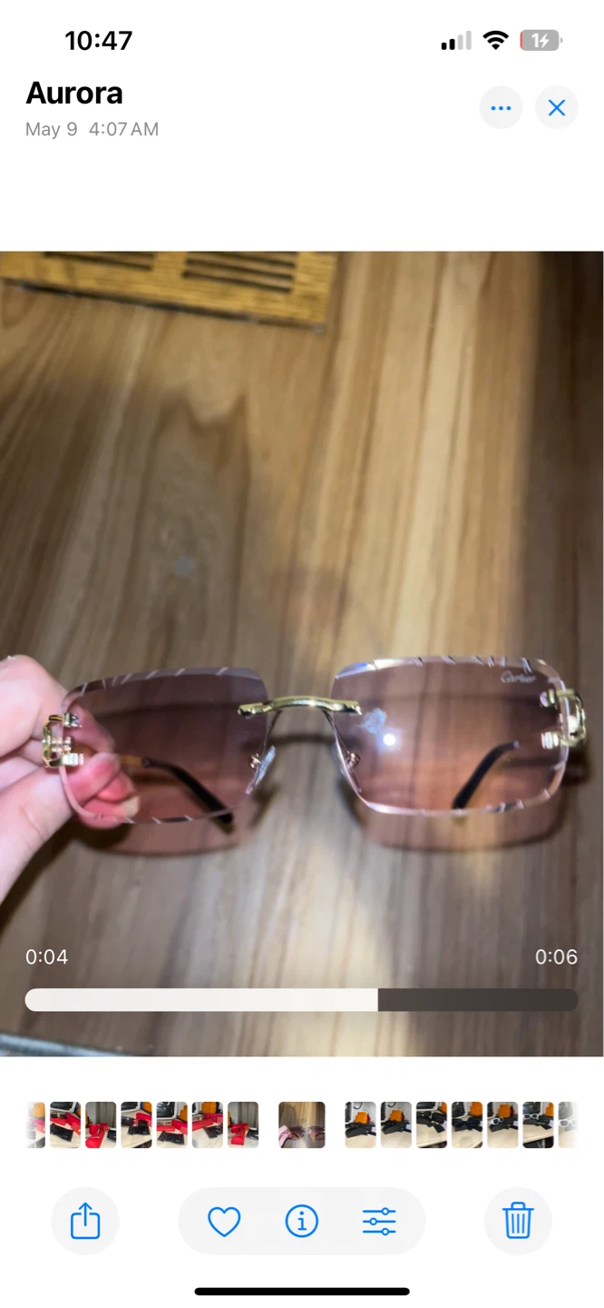 Red Cartier Rimless Sunglasses with Case and Box - photo 4