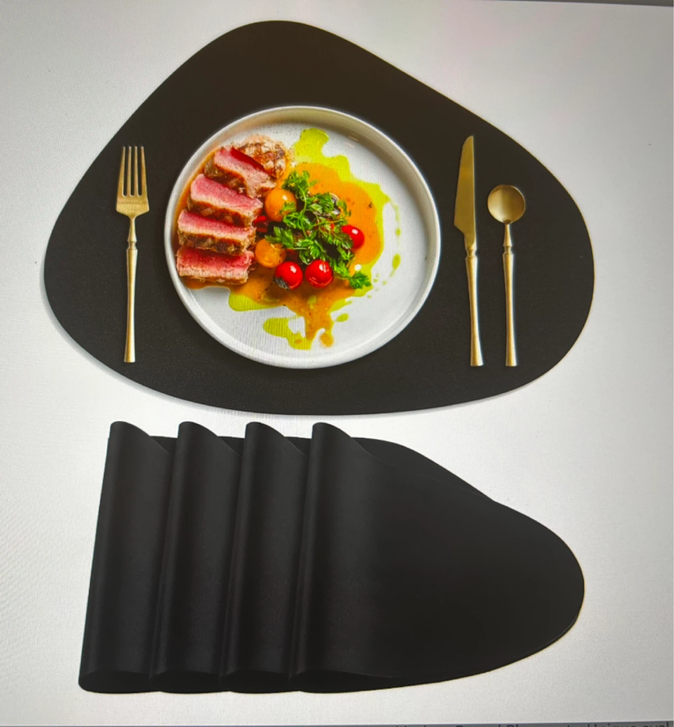 Black Leather Placemats (Set of 4)