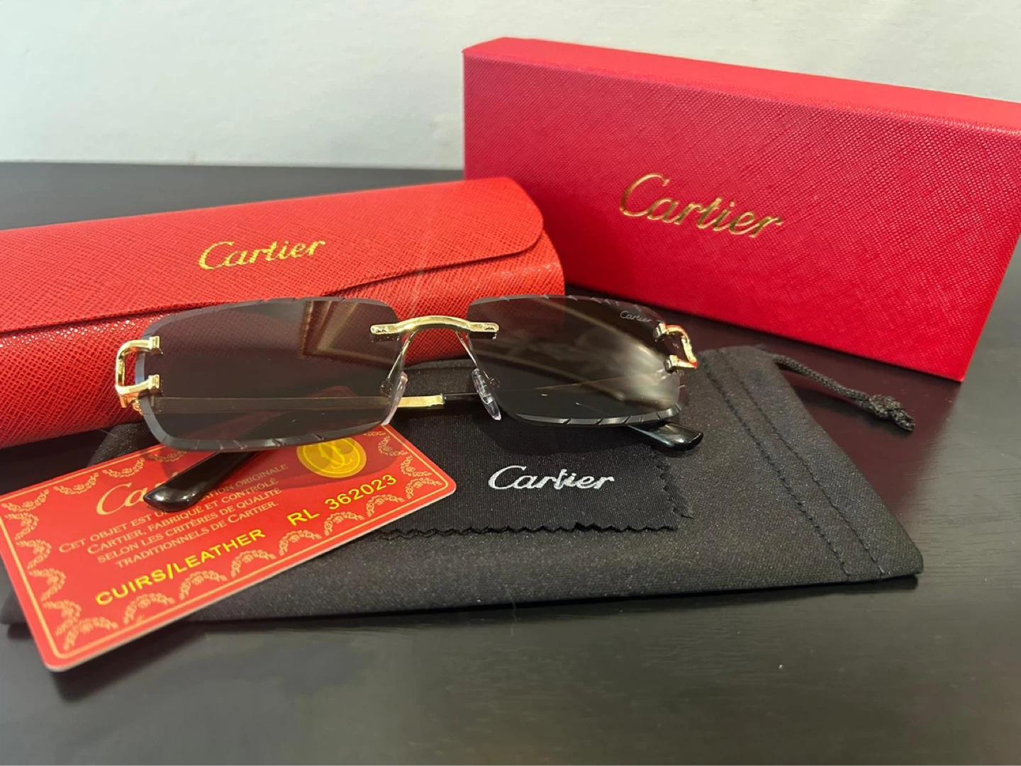 Black Cartier Sunglasses Rimless Black - photo 3