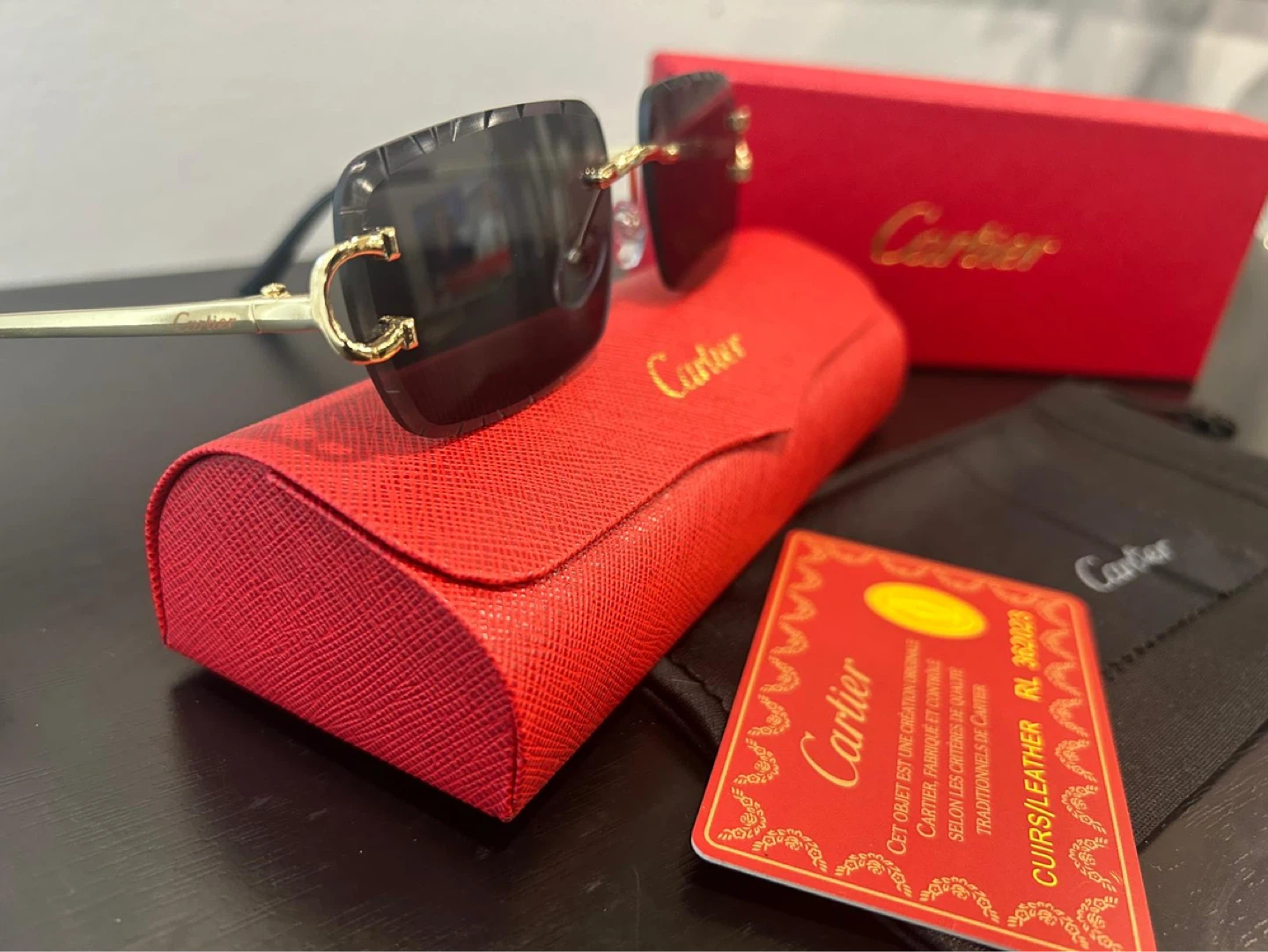 Black Cartier Sunglasses Rimless Black - photo 2