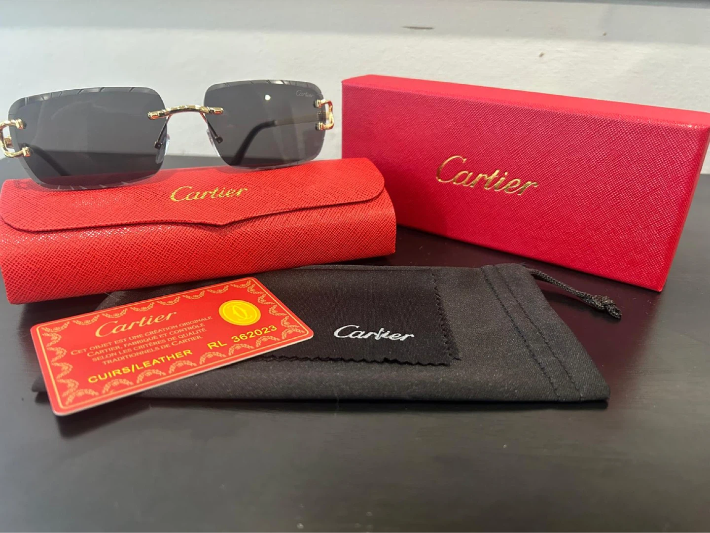 Black Cartier Sunglasses Rimless Black