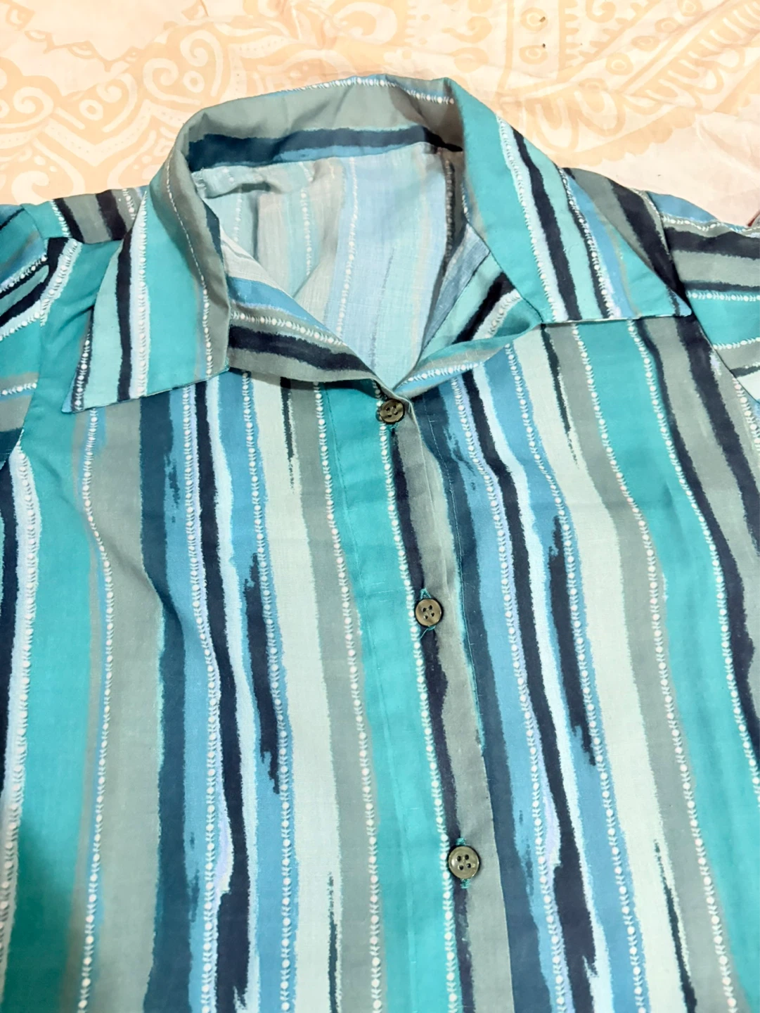 Blue & Teal Striped Pajama Set - Women's - photo 2