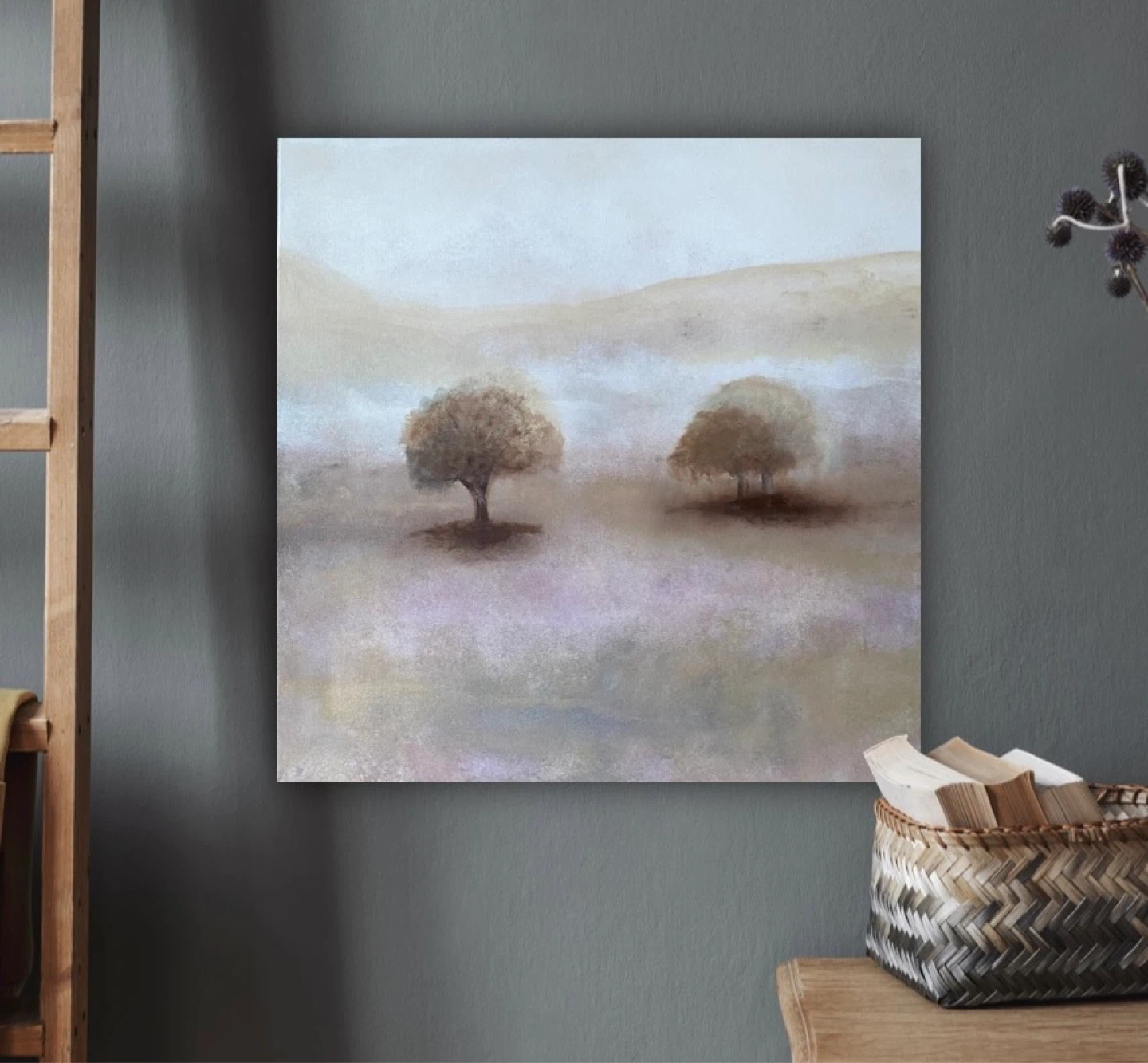 Original abstract painting landscape trees - photo 4