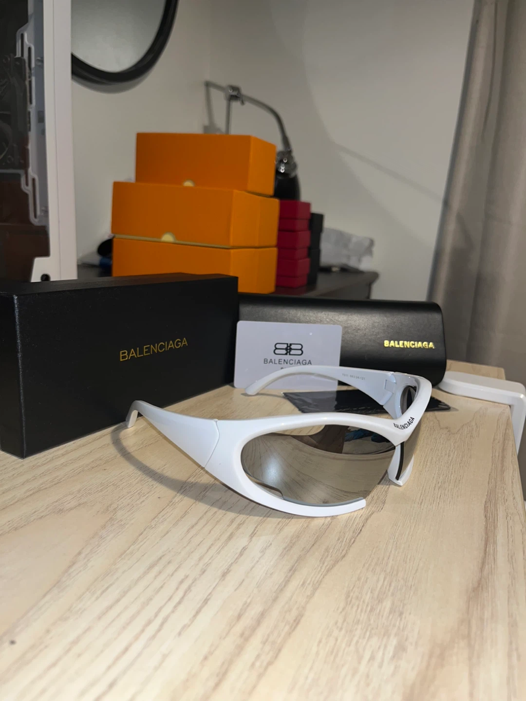 Balenciaga White Sporty Sunglasses