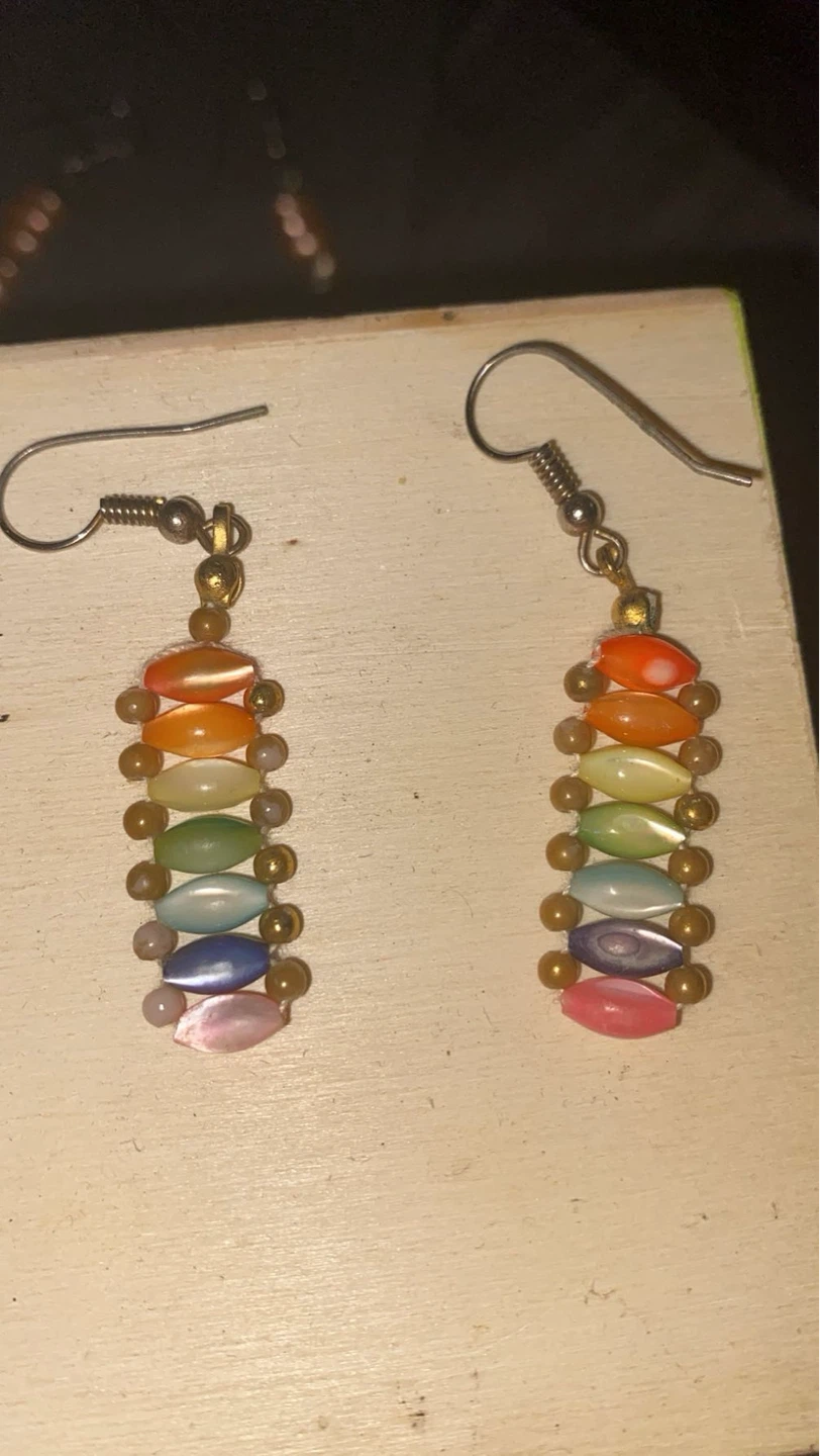 Rainbow Beaded Dangle Earrings