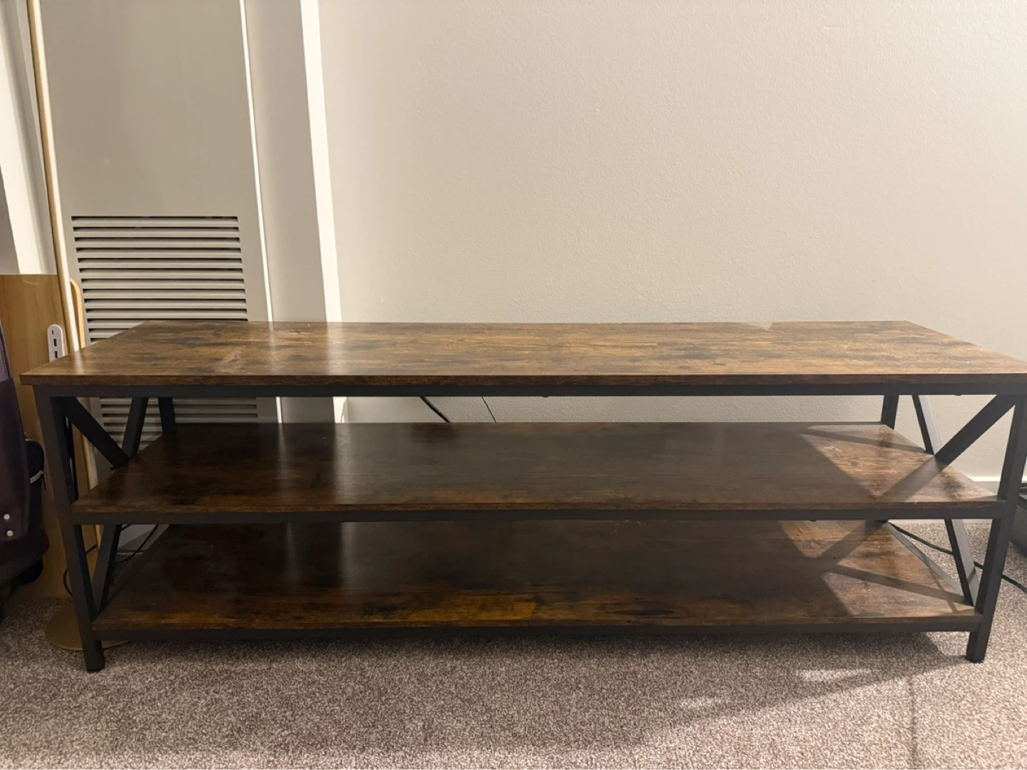 *Urgent* Rustic Wood TV Stand with 3 Shelves - photo 2