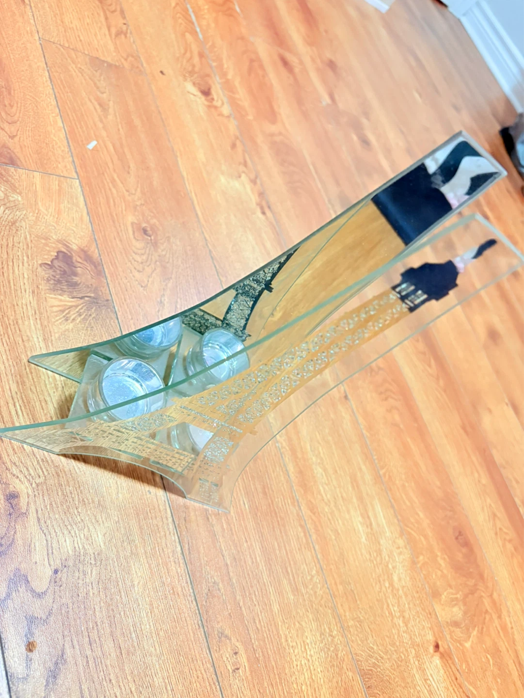 Glass Eiffel Tower Tealight Holder Tray - photo 2