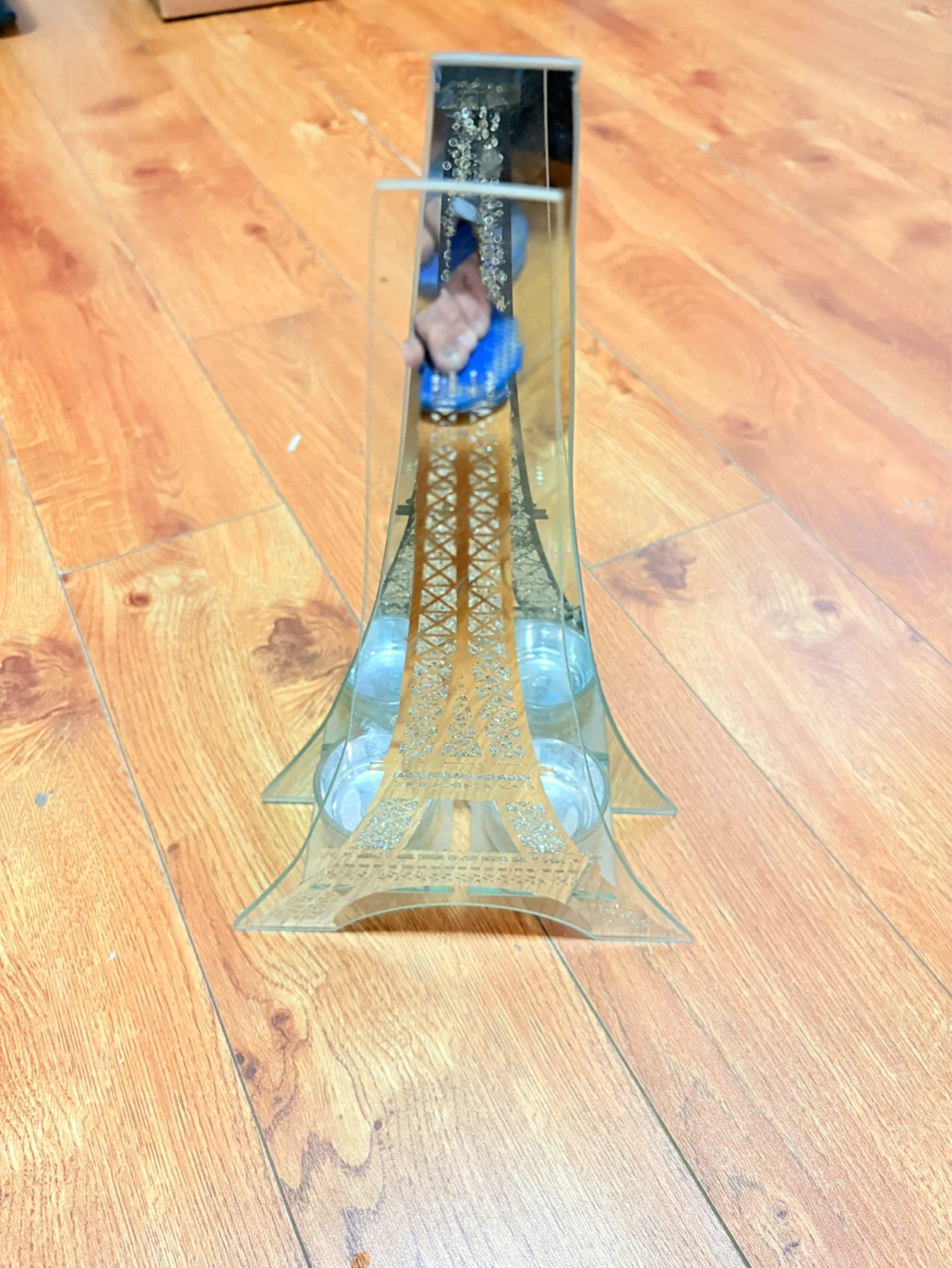 Glass Eiffel Tower Tealight Holder Tray