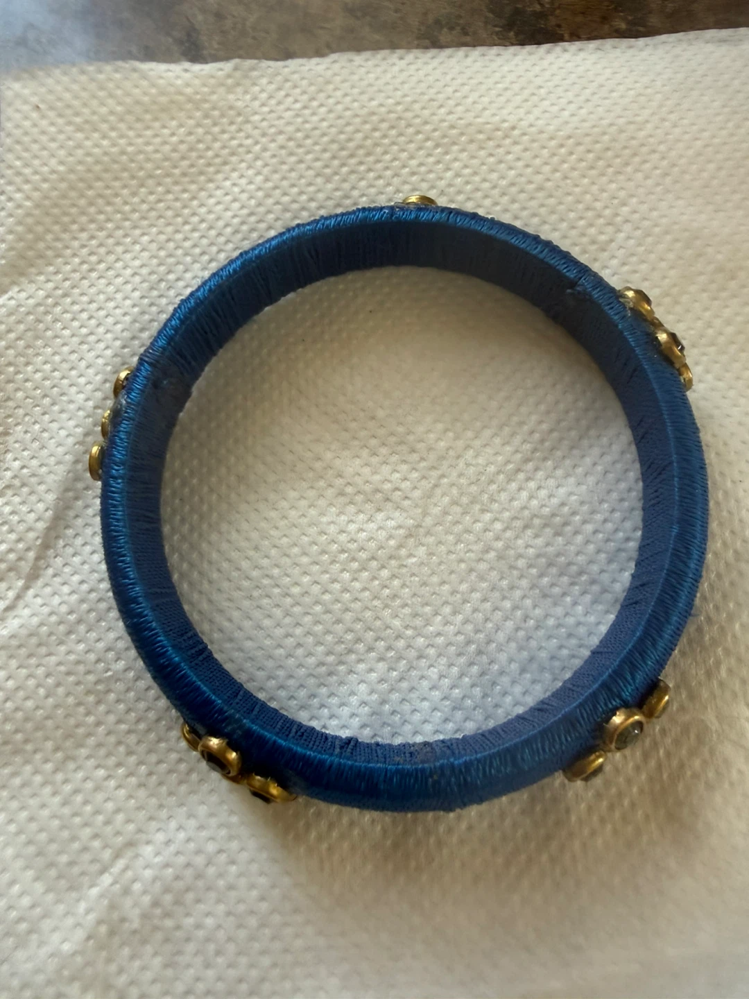 Blue Silk Thread Bangles with Gold Embellishments - photo 2